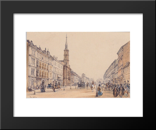 The Line Of Hunter In Vienna 20x24 Black Modern Wood Framed Art Print Poster by Alt, Rudolf von