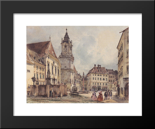 The Main Square In Bratislava 20x24 Black Modern Wood Framed Art Print Poster by Alt, Rudolf von