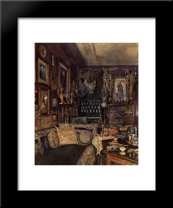 The Office Of Count Lanckoronski, Vienna 20x24 Black Modern Wood Framed Art Print Poster by Alt, Rudolf von