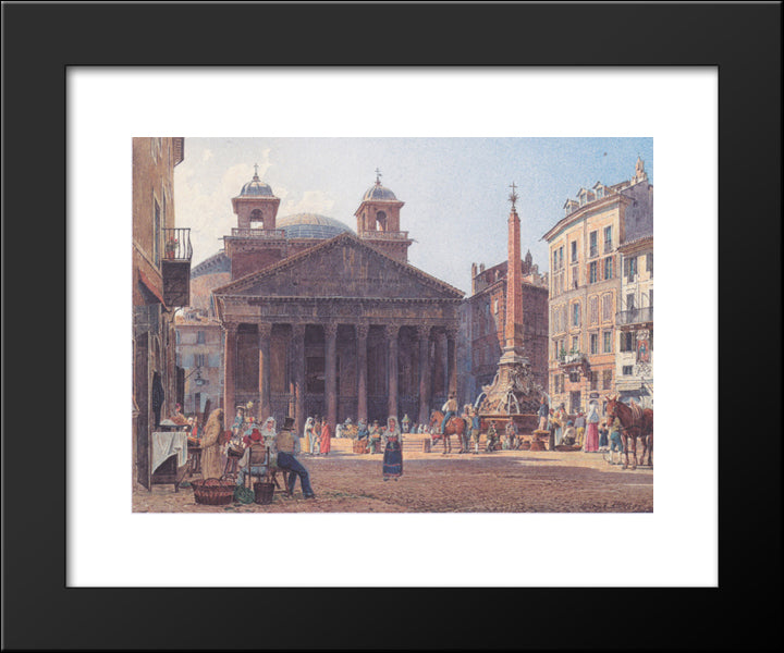 The Pantheon And The Piazza Della Rotonda In Rome 20x24 Black Modern Wood Framed Art Print Poster by Alt, Rudolf von