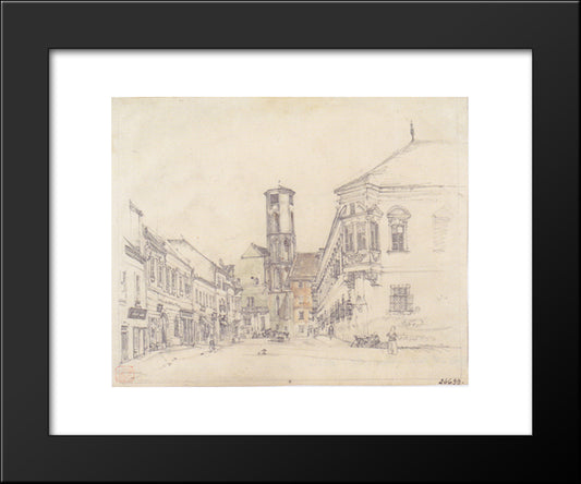 The Parish Church In Ofen 20x24 Black Modern Wood Framed Art Print Poster by Alt, Rudolf von