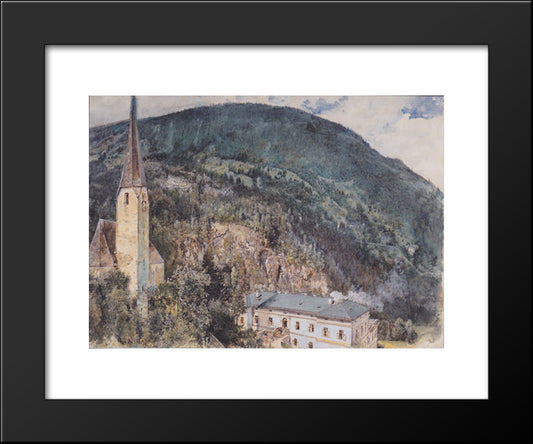 The St. Nicholas Church In Gastein 20x24 Black Modern Wood Framed Art Print Poster by Alt, Rudolf von