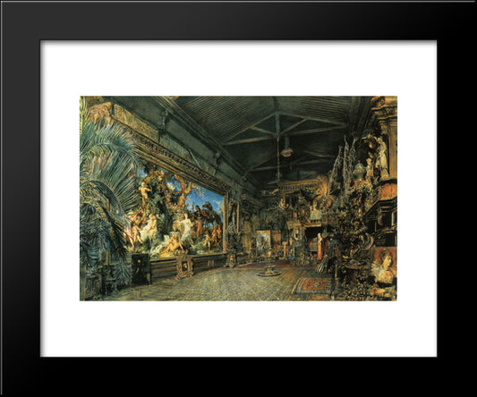 The Studio Before The Auction 20x24 Black Modern Wood Framed Art Print Poster by Alt, Rudolf von