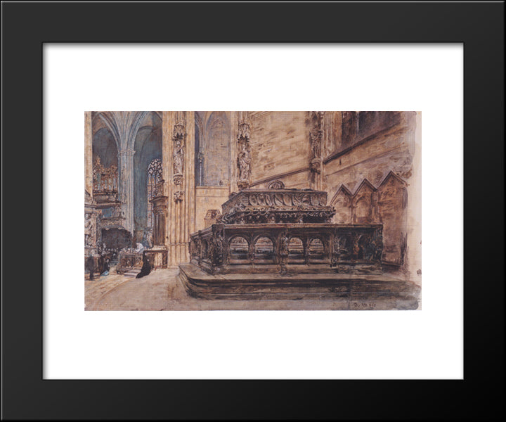 The Tomb Of Emperor Frederick Iii In The Stephansdom In Vienna 20x24 Black Modern Wood Framed Art Print Poster by Alt, Rudolf von