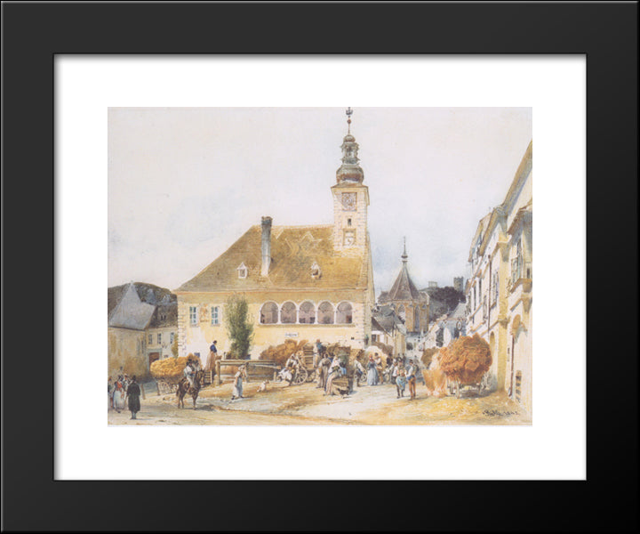 The Town Hall In Modling 20x24 Black Modern Wood Framed Art Print Poster by Alt, Rudolf von