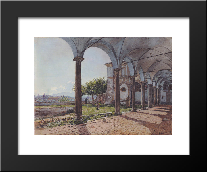 View From The Monastery Of Sant 'Onofrio In Rome 20x24 Black Modern Wood Framed Art Print Poster by Alt, Rudolf von