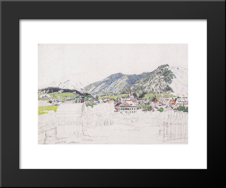 View Of Ischl 20x24 Black Modern Wood Framed Art Print Poster by Alt, Rudolf von