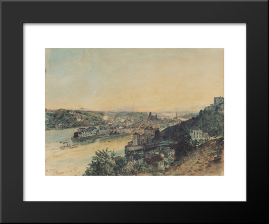 View Of Passau 20x24 Black Modern Wood Framed Art Print Poster by Alt, Rudolf von