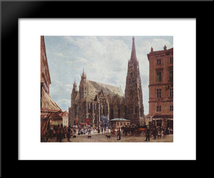 View Of The Stephansdom From Stock Im Eisen Platz 20x24 Black Modern Wood Framed Art Print Poster by Alt, Rudolf von