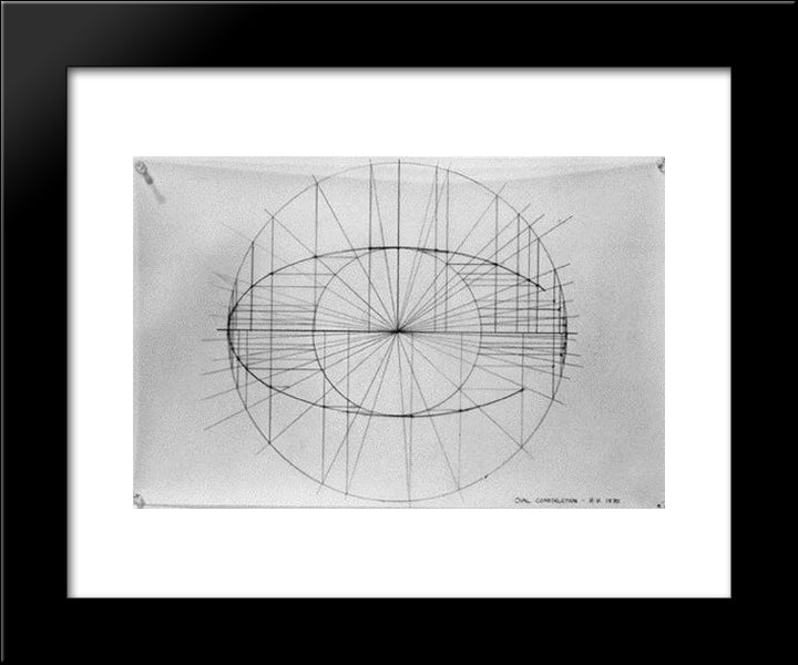 Oval Construction (Konstruktionszeichnung) 20x24 Black Modern Wood Framed Art Print Poster by Vollmer, Ruth