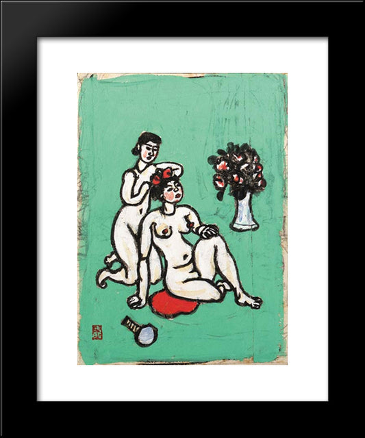 Nude Arranging Coiffure 20x24 Black Modern Wood Framed Art Print Poster by Umehara, Ryuzaburo