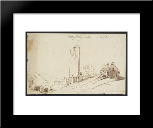 Bally Hooley Castle And Old Church 20x24 Black Modern Wood Framed Art Print Poster by Palmer, Samuel