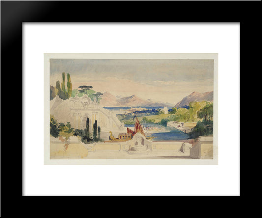 Fantasy View Of Lake Nemi 20x24 Black Modern Wood Framed Art Print Poster by Palmer, Samuel