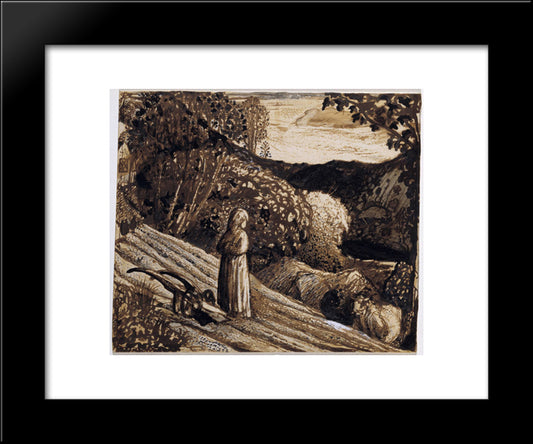 Landscape, Girl Standing 20x24 Black Modern Wood Framed Art Print Poster by Palmer, Samuel