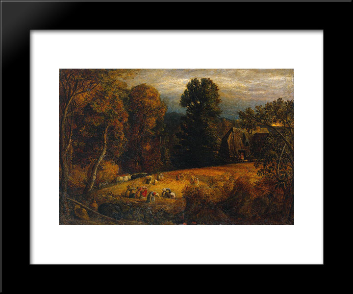 The Gleaning Field 1833 20x24 Black Modern Wood Framed Art Print Poster by Palmer, Samuel