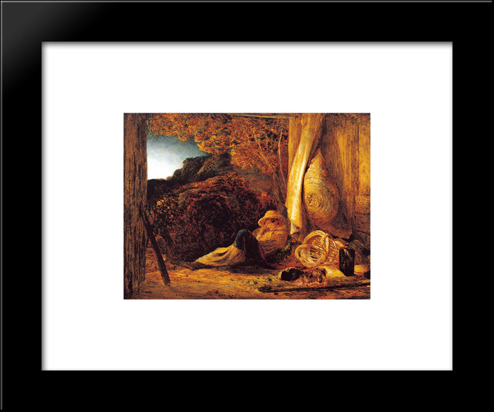 The Sleeping Shepherd 20x24 Black Modern Wood Framed Art Print Poster by Palmer, Samuel