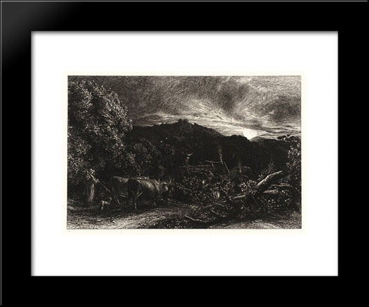 The Weary Ploughman 1858 20x24 Black Modern Wood Framed Art Print Poster by Palmer, Samuel