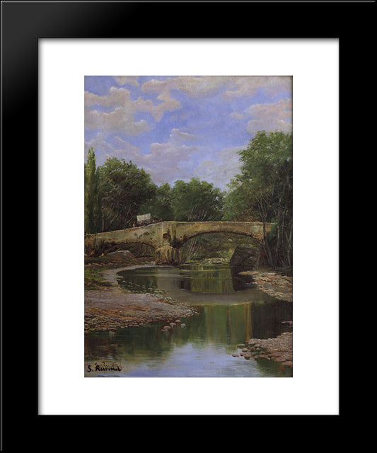 Bridge Over A River 20x24 Black Modern Wood Framed Art Print Poster by Rusinol, Santiago