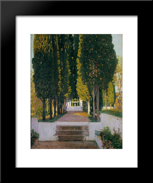 Gardens Of The Generalife 20x24 Black Modern Wood Framed Art Print Poster by Rusinol, Santiago