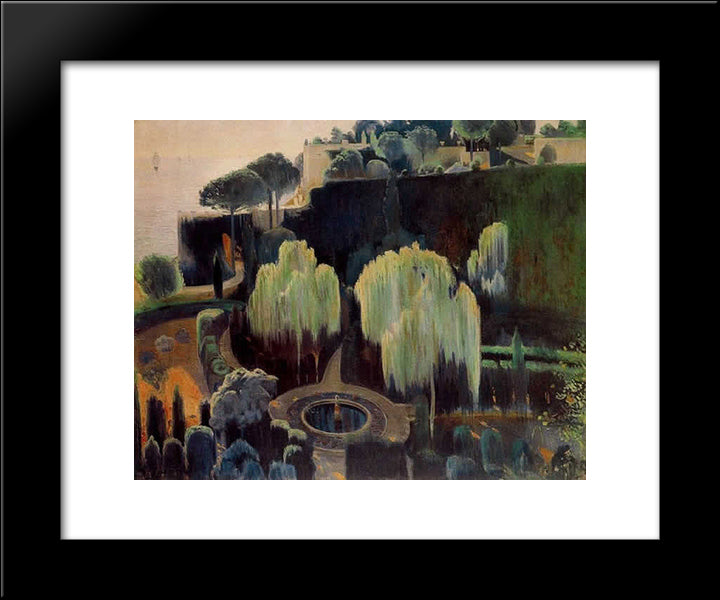 Jardines Del Pirata (Mallorca) 20x24 Black Modern Wood Framed Art Print Poster by Rusinol, Santiago