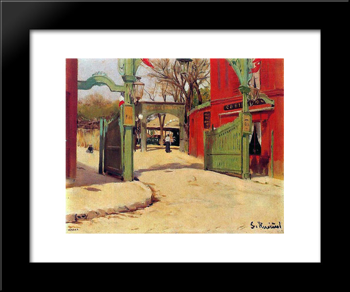 Moulin De La Galette 20x24 Black Modern Wood Framed Art Print Poster by Rusinol, Santiago