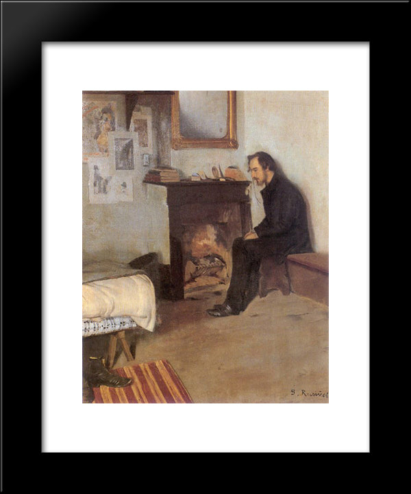 Portrait Of Eric Satie 20x24 Black Modern Wood Framed Art Print Poster by Rusinol, Santiago