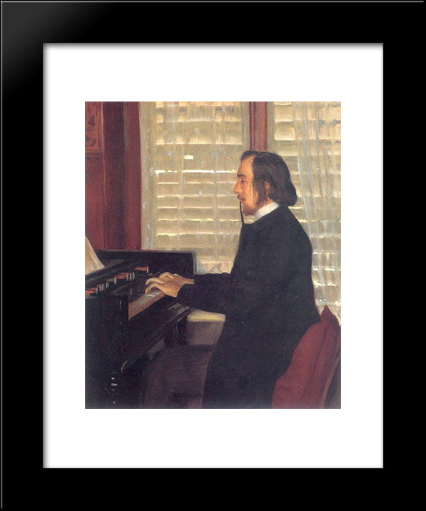 Portrait Of Eric Satie At The Harmonium 20x24 Black Modern Wood Framed Art Print Poster by Rusinol, Santiago