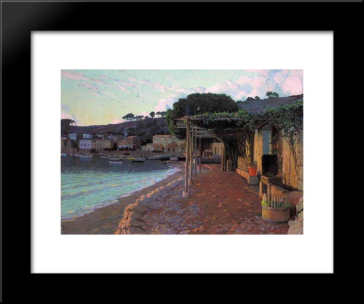 Soller On The North Coast Of Mallorca 20x24 Black Modern Wood Framed Art Print Poster by Rusinol, Santiago