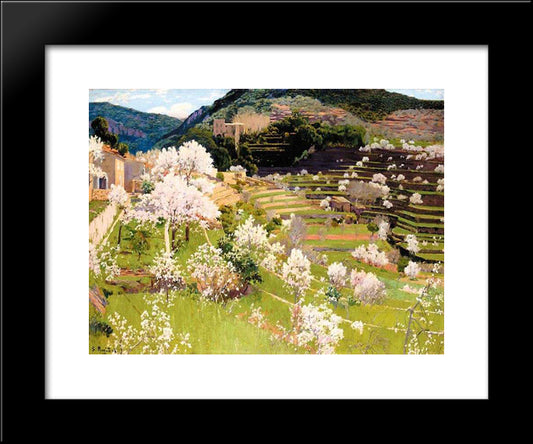 Terraced Garden In Mallorca 20x24 Black Modern Wood Framed Art Print Poster by Rusinol, Santiago