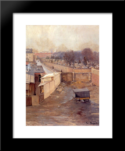 The Cemetery, Montmartre 20x24 Black Modern Wood Framed Art Print Poster by Rusinol, Santiago