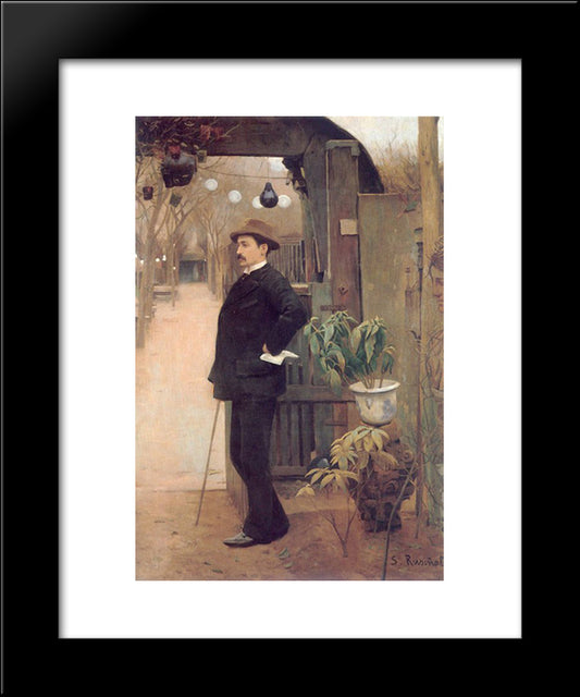 The Painter Miguel Utrillo In The Gardens Of The Moulin De La Galette 20x24 Black Modern Wood Framed Art Print Poster by Rusinol, Santiago