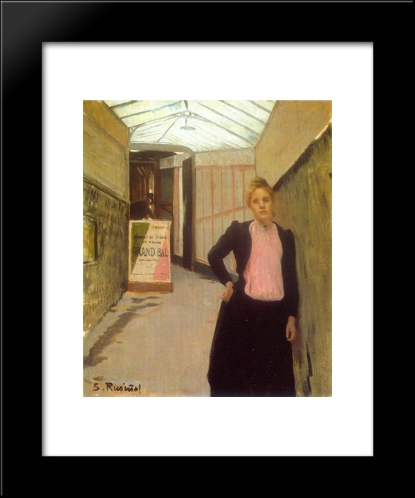 Ticket Seller At The Moulin De La Galette Dance Hall 20x24 Black Modern Wood Framed Art Print Poster by Rusinol, Santiago