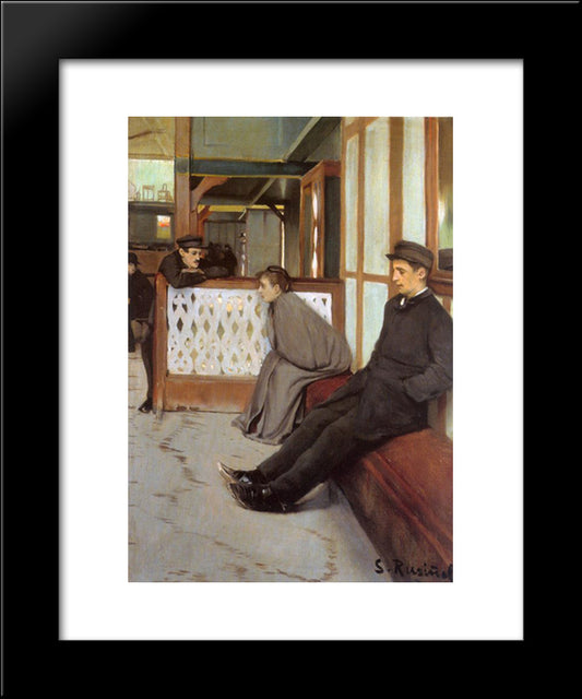 Waiting For Customers 20x24 Black Modern Wood Framed Art Print Poster by Rusinol, Santiago