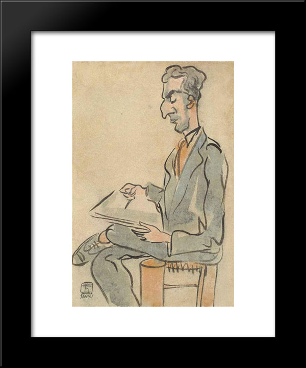 A French Professor 20x24 Black Modern Wood Framed Art Print Poster by Sanyu