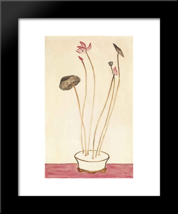 Pink Lotus 20x24 Black Modern Wood Framed Art Print Poster by Sanyu