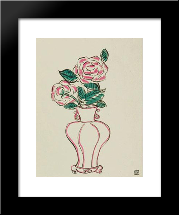 Roses 20x24 Black Modern Wood Framed Art Print Poster by Sanyu