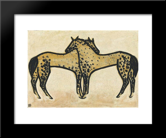 Two Spotted Horses 20x24 Black Modern Wood Framed Art Print Poster by Sanyu