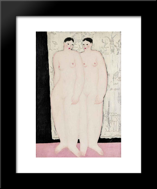 Two Standing Nudes 20x24 Black Modern Wood Framed Art Print Poster by Sanyu