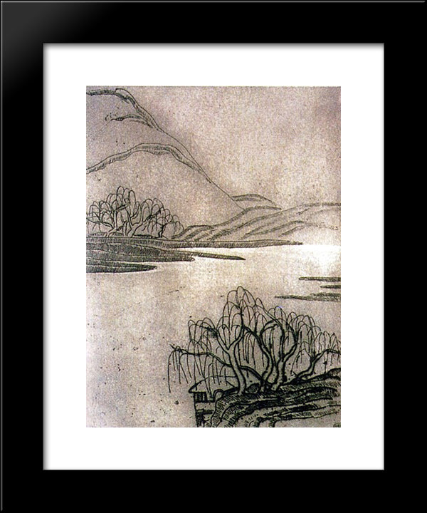 Weeping Willows 20x24 Black Modern Wood Framed Art Print Poster by Sanyu