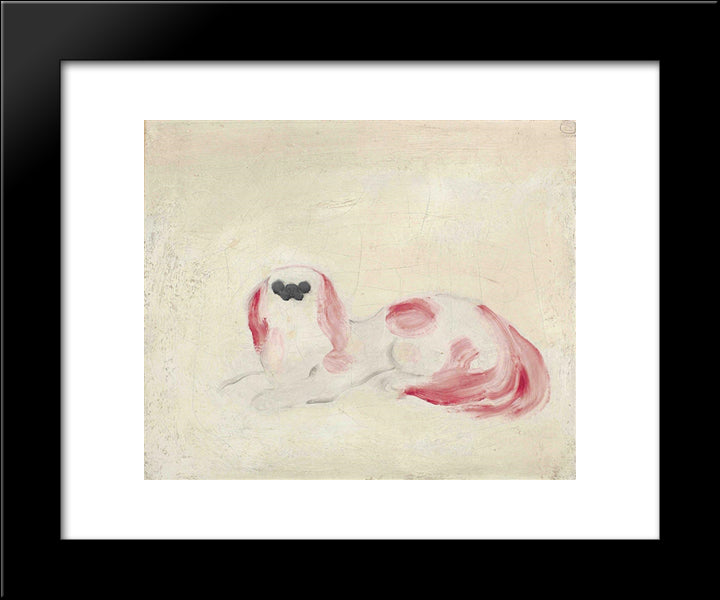 White Pekinese 20x24 Black Modern Wood Framed Art Print Poster by Sanyu