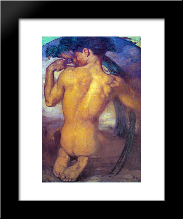 El Quetzal 20x24 Black Modern Wood Framed Art Print Poster by Herran, Saturnino