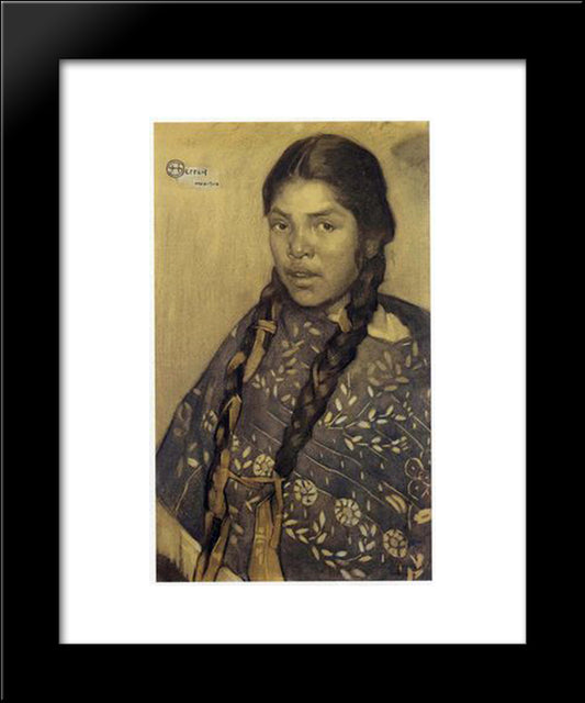 Indian With Quechquemitl 20x24 Black Modern Wood Framed Art Print Poster by Herran, Saturnino