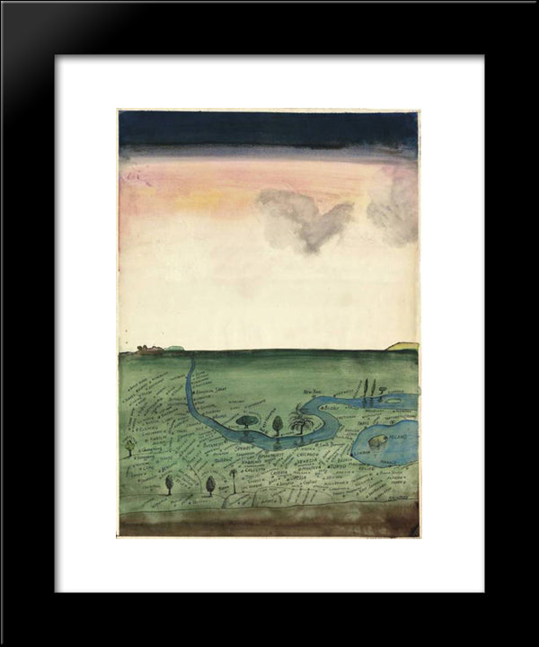 Autogeography 20x24 Black Modern Wood Framed Art Print Poster by Steinberg, Saul