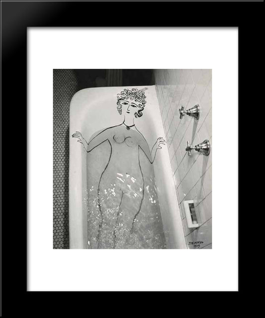 Girl In Bathtub 20x24 Black Modern Wood Framed Art Print Poster by Steinberg, Saul