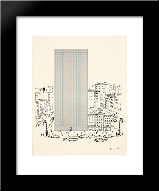 Graph Paper Architecture 20x24 Black Modern Wood Framed Art Print Poster by Steinberg, Saul
