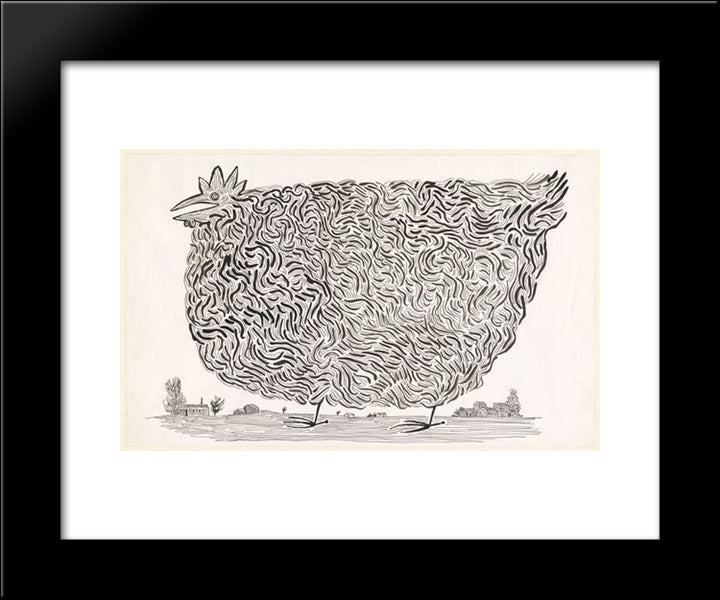 Hen 20x24 Black Modern Wood Framed Art Print Poster by Steinberg, Saul