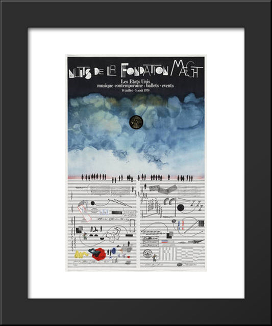 Nuits De La Fondation Maeght 20x24 Black Modern Wood Framed Art Print Poster by Steinberg, Saul