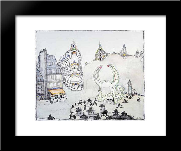 Paris 20x24 Black Modern Wood Framed Art Print Poster by Steinberg, Saul