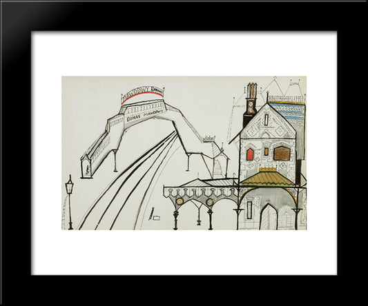 Railway 20x24 Black Modern Wood Framed Art Print Poster by Steinberg, Saul