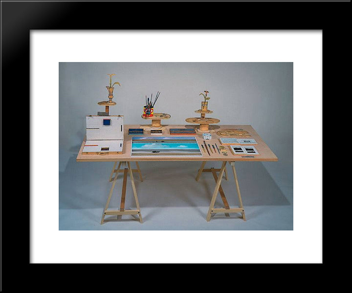 Summer Table 20x24 Black Modern Wood Framed Art Print Poster by Steinberg, Saul